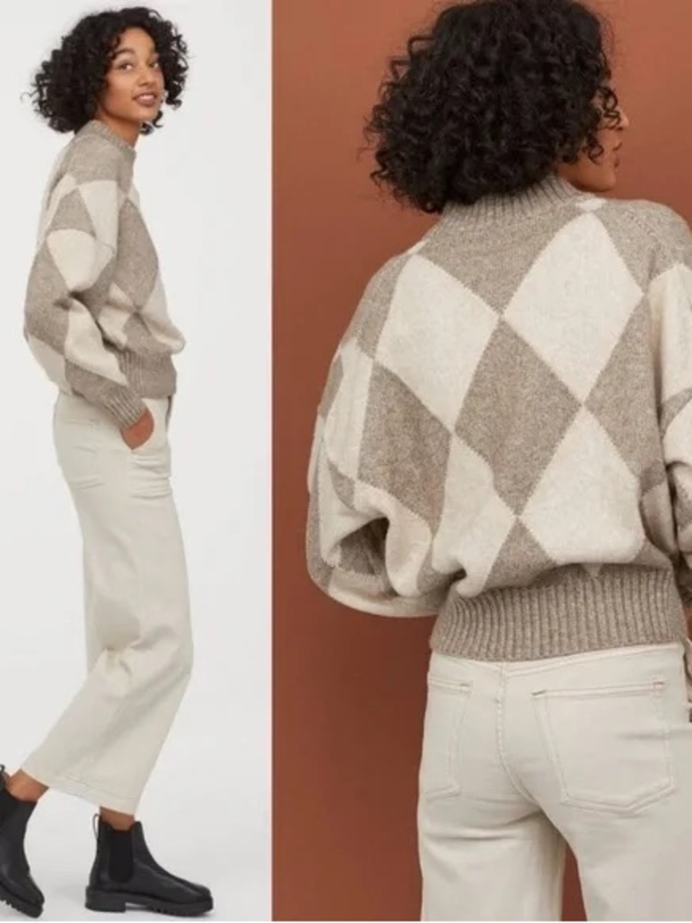 Pringle of Scotland x H&M Argyle‎ Sweater Women’s L Beige Wool Blend